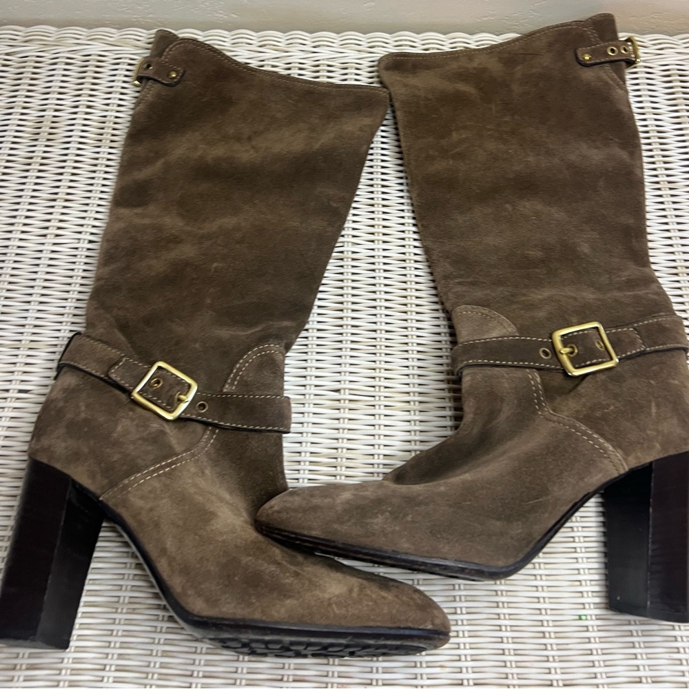 Coach Robynn Olive Green Suede Boots Made In Italy sz 7